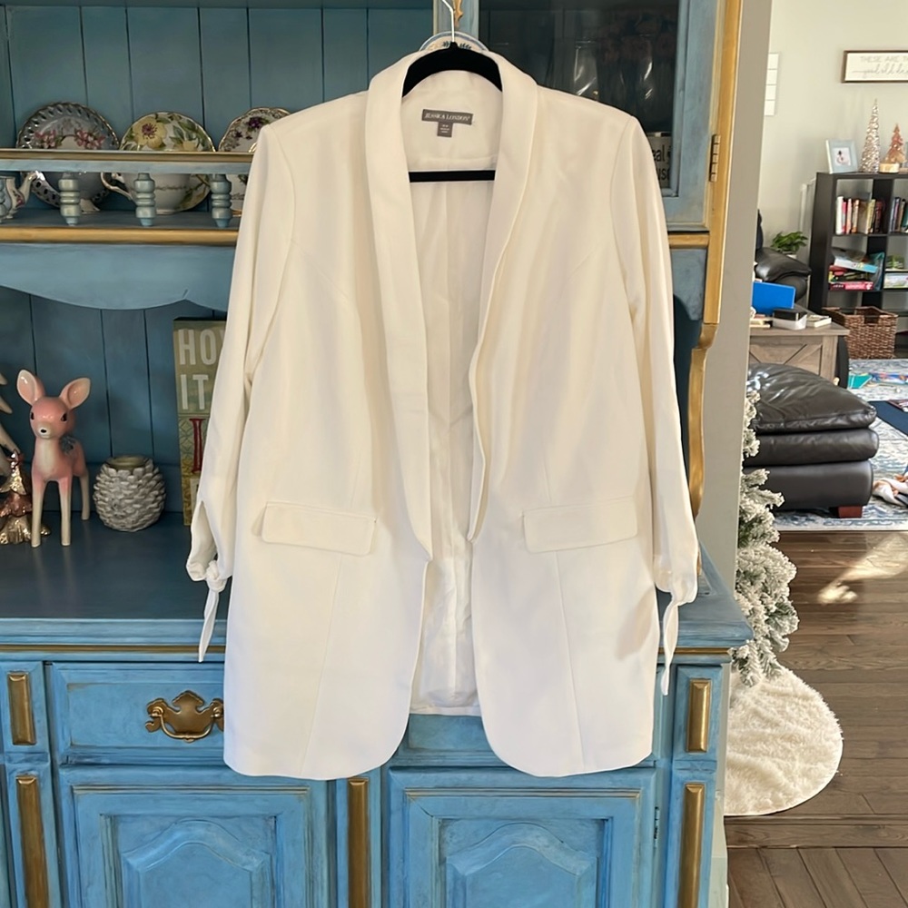Jessica London White Open Front Blazer
